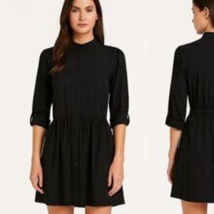 Taylor Tillman Black Dress Size Small Cotton Poplin 3/4 Sleeves Black